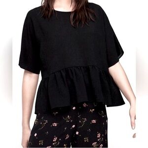 ARITZIA Wilfred MACEE Peplum Blouse Top Black Size Medium